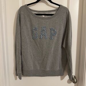 GAP Gray Tufted Logo Boatneck Sweater, S
